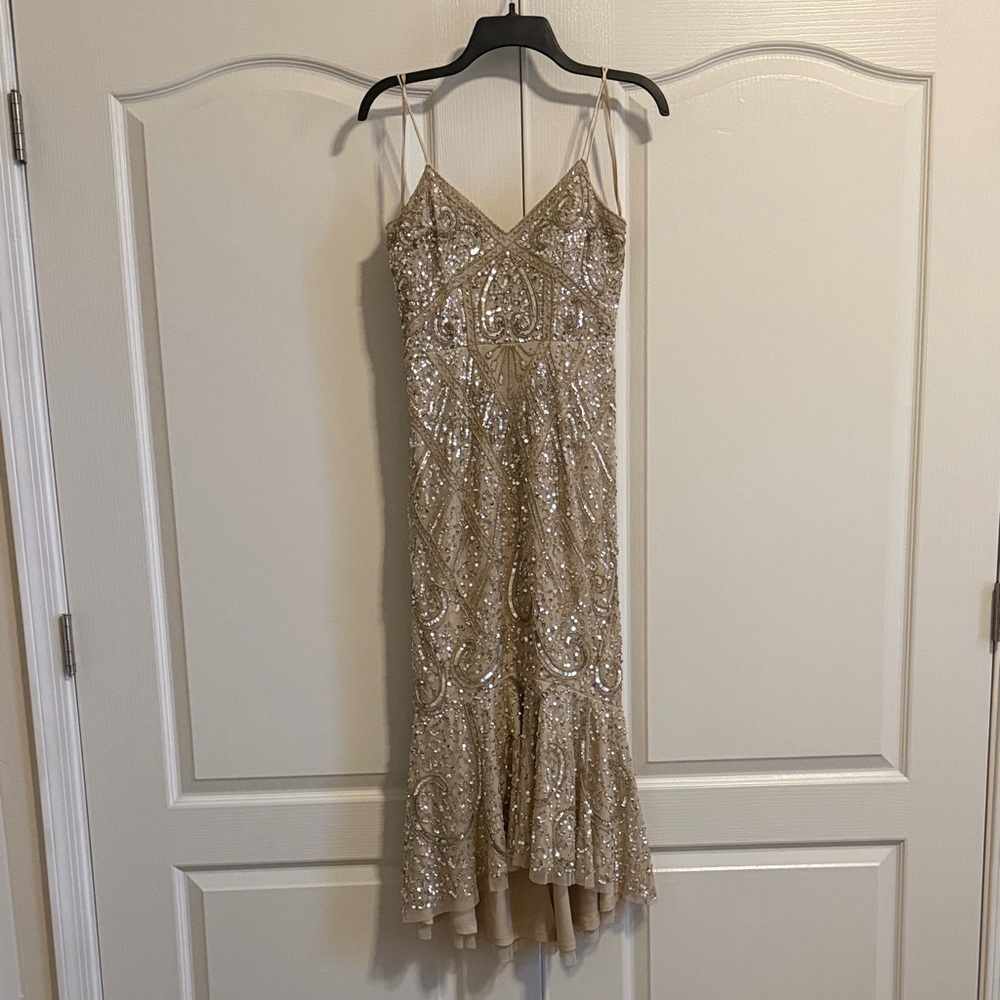 Aidan Mattox Champagne Sequin Dress